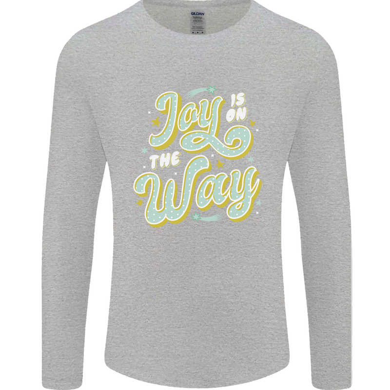 Joy On the Way New Baby Pregnancy Pregnant Mens Long Sleeve T-Shirt Sports Grey