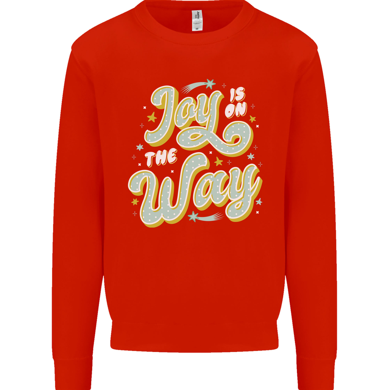 Joy On the Way New Baby Pregnancy Pregnant Mens Sweatshirt Jumper Bright Red