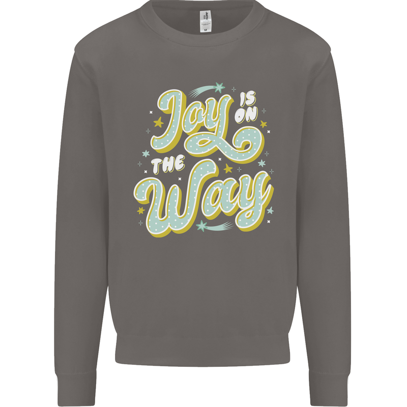 Joy On the Way New Baby Pregnancy Pregnant Mens Sweatshirt Jumper Charcoal