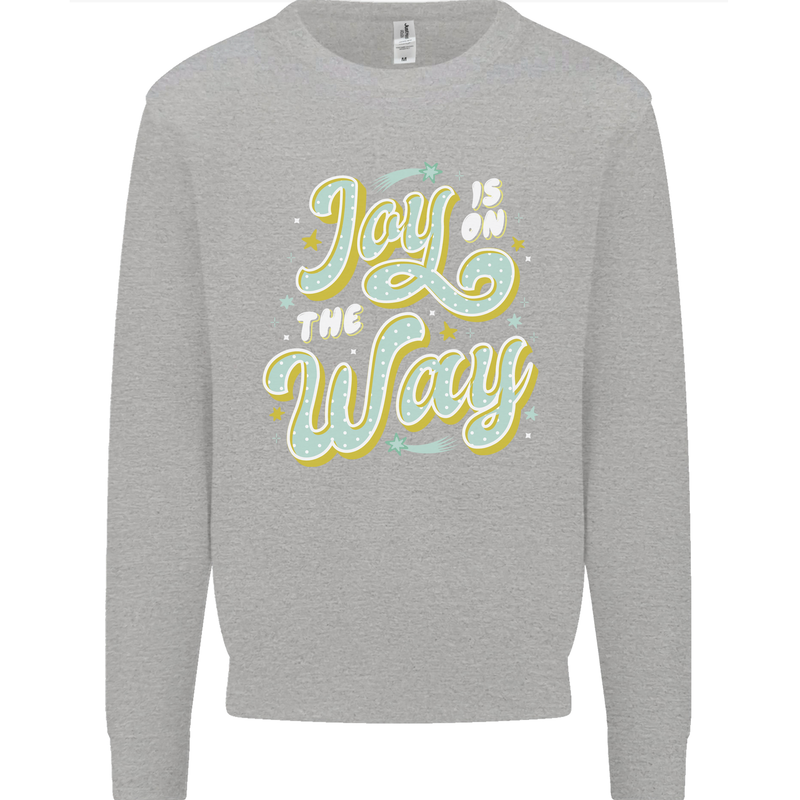 Joy On the Way New Baby Pregnancy Pregnant Mens Sweatshirt Jumper Sports Grey