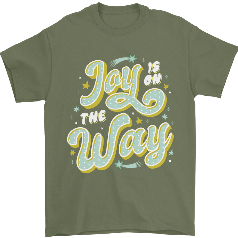 Joy On the Way New Baby Pregnancy Pregnant Mens T-Shirt 100% Cotton Military Green