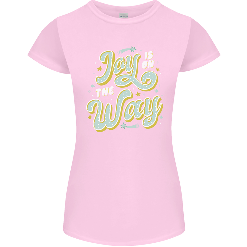Joy On the Way New Baby Pregnancy Pregnant Womens Petite Cut T-Shirt Light Pink
