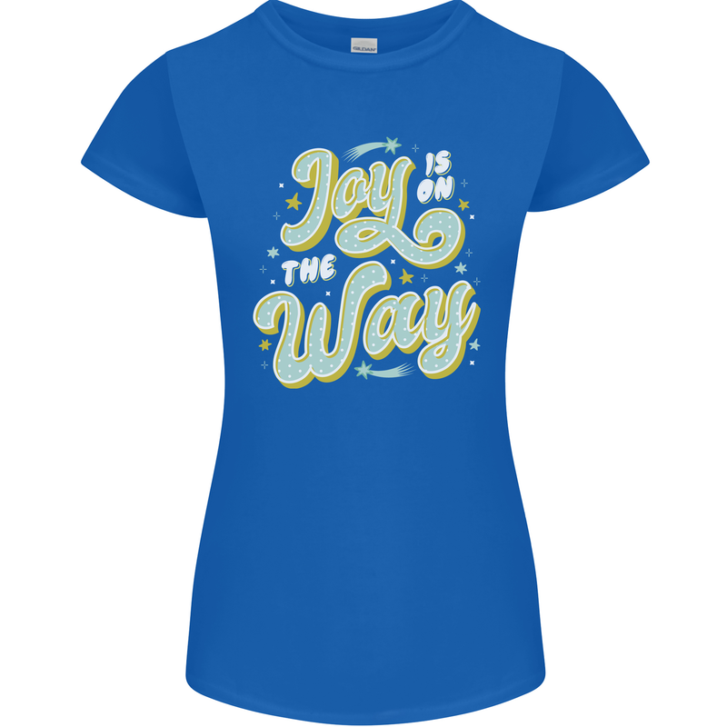 Joy On the Way New Baby Pregnancy Pregnant Womens Petite Cut T-Shirt Royal Blue