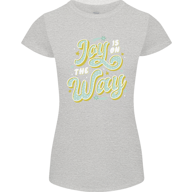 Joy On the Way New Baby Pregnancy Pregnant Womens Petite Cut T-Shirt Sports Grey