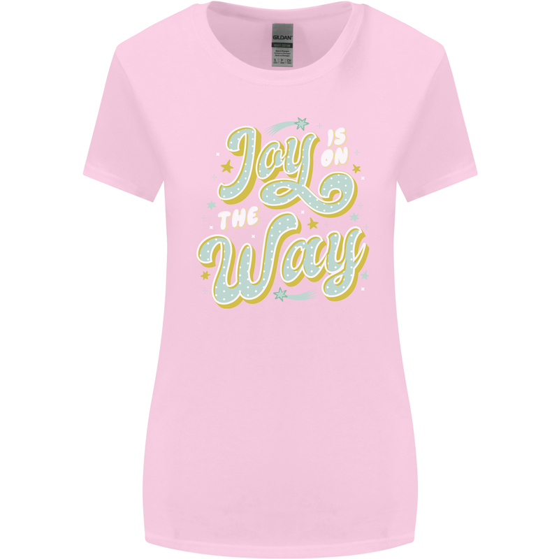 Joy On the Way New Baby Pregnancy Pregnant Womens Wider Cut T-Shirt Light Pink
