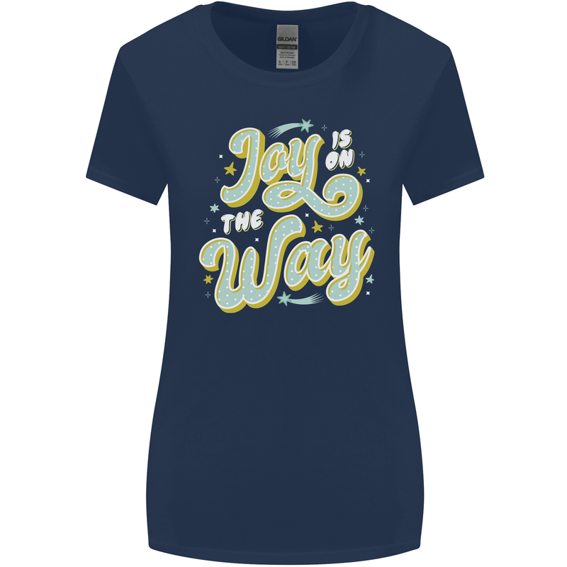 Joy On the Way New Baby Pregnancy Pregnant Womens Wider Cut T-Shirt Navy Blue