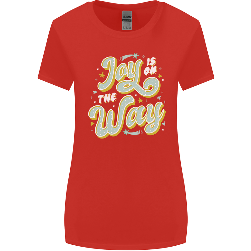 Joy On the Way New Baby Pregnancy Pregnant Womens Wider Cut T-Shirt Red