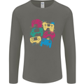Joystick Art Gaming Gamer Controller Video Game Mens Long Sleeve T-Shirt Charcoal