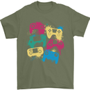 Joystick Art Gaming Gamer Controller Video Game Mens T-Shirt 100% Cotton Military Green