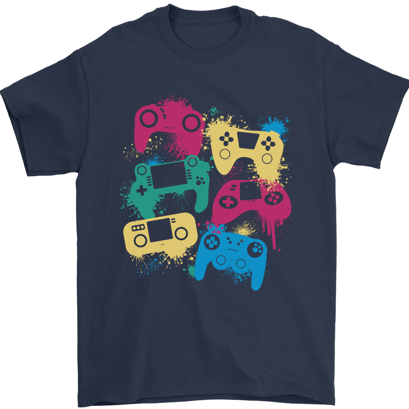 Joystick Art Gaming Gamer Controller Video Game Mens T-Shirt 100% Cotton Navy Blue