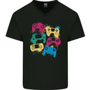 Joystick Art Gaming Gamer Controller Video Game Mens V-Neck Cotton T-Shirt Black