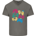 Joystick Art Gaming Gamer Controller Video Game Mens V-Neck Cotton T-Shirt Charcoal