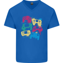 Joystick Art Gaming Gamer Controller Video Game Mens V-Neck Cotton T-Shirt Royal Blue
