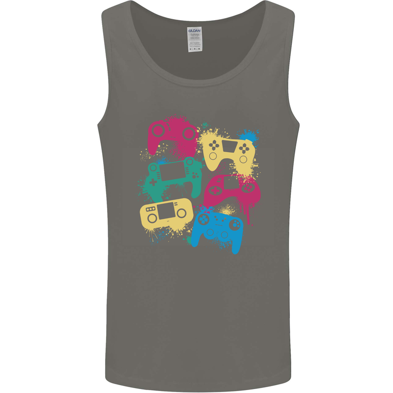 Joystick Art Gaming Gamer Controller Video Game Mens Vest Tank Top Charcoal