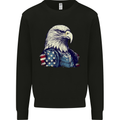 July 4th American Eagle With USA Flag Kids Sweatshirt Jumper Black