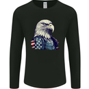 July 4th American Eagle With USA Flag Mens Long Sleeve T-Shirt Black