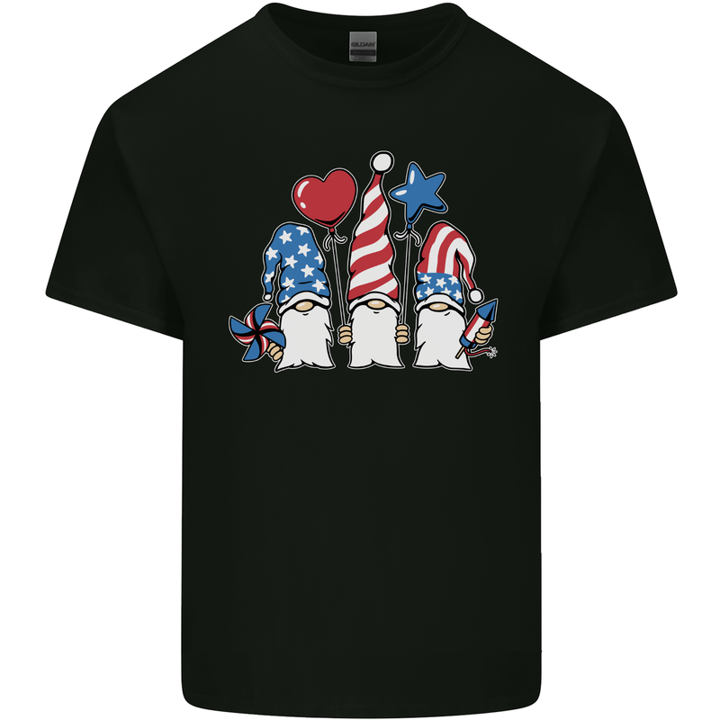 July 4th Gnomes American Independence Day Kids T-Shirt Childrens Black