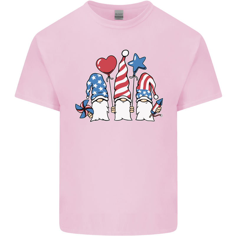 July 4th Gnomes American Independence Day Kids T-Shirt Childrens Light Pink