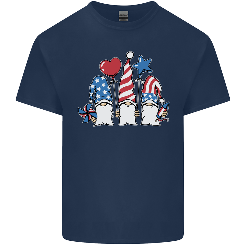 July 4th Gnomes American Independence Day Kids T-Shirt Childrens Navy Blue