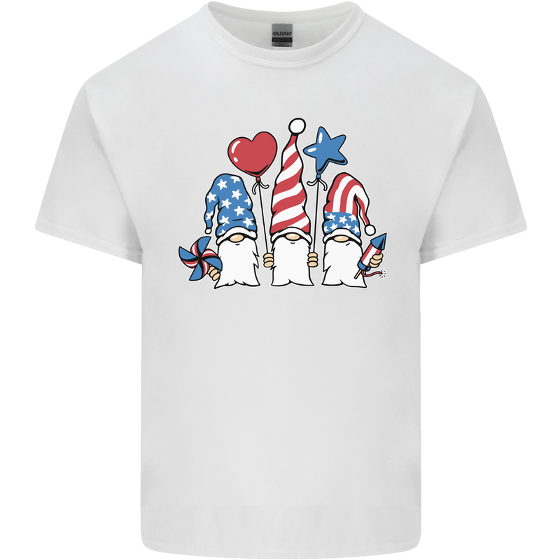 July 4th Gnomes American Independence Day Kids T-Shirt Childrens White
