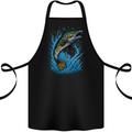 Jumping Pike Fish Fishing Fisherman Cotton Apron 100% Organic Black
