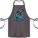 Jumping Pike Fish Fishing Fisherman Cotton Apron 100% Organic Dark Grey