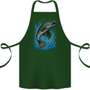 Jumping Pike Fish Fishing Fisherman Cotton Apron 100% Organic Forest Green