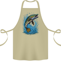 Jumping Pike Fish Fishing Fisherman Cotton Apron 100% Organic Khaki