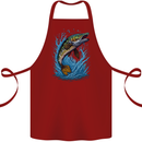 Jumping Pike Fish Fishing Fisherman Cotton Apron 100% Organic Maroon