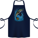 Jumping Pike Fish Fishing Fisherman Cotton Apron 100% Organic Navy Blue
