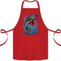 Jumping Pike Fish Fishing Fisherman Cotton Apron 100% Organic Red