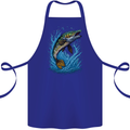 Jumping Pike Fish Fishing Fisherman Cotton Apron 100% Organic Royal Blue