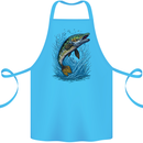 Jumping Pike Fish Fishing Fisherman Cotton Apron 100% Organic Turquoise