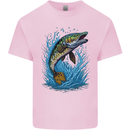 Jumping Pike Fish Fishing Fisherman Kids T-Shirt Childrens Light Pink
