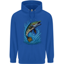Jumping Pike Fish Fishing Fisherman Mens 80% Cotton Hoodie Royal Blue