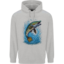 Jumping Pike Fish Fishing Fisherman Mens 80% Cotton Hoodie Sports Grey