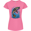 Jumping Pike Fish Fishing Fisherman Womens Petite Cut T-Shirt Azalea