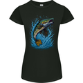 Jumping Pike Fish Fishing Fisherman Womens Petite Cut T-Shirt Black