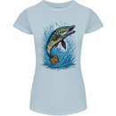 Jumping Pike Fish Fishing Fisherman Womens Petite Cut T-Shirt Light Blue