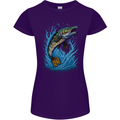 Jumping Pike Fish Fishing Fisherman Womens Petite Cut T-Shirt Purple