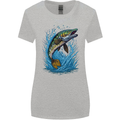 Jumping Pike Fish Fishing Fisherman Womens Wider Cut T-Shirt Sports Grey