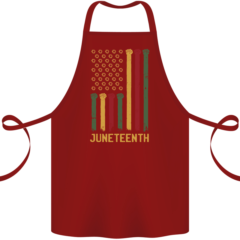 Juneteenth Black Lives Matter USA Flag Cotton Apron 100% Organic Maroon