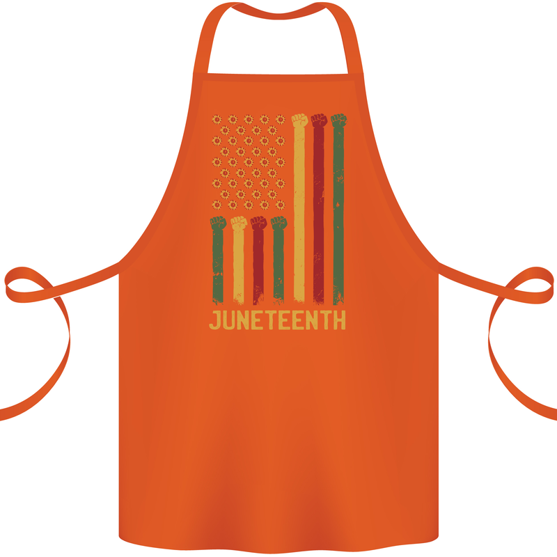 Juneteenth Black Lives Matter USA Flag Cotton Apron 100% Organic Orange