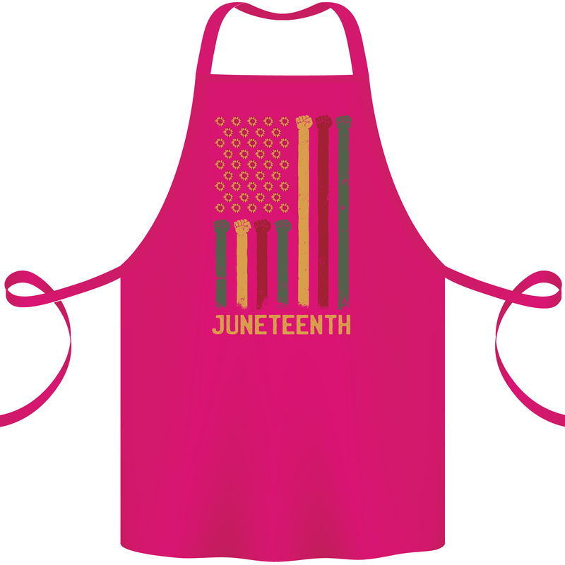 Juneteenth Black Lives Matter USA Flag Cotton Apron 100% Organic Pink