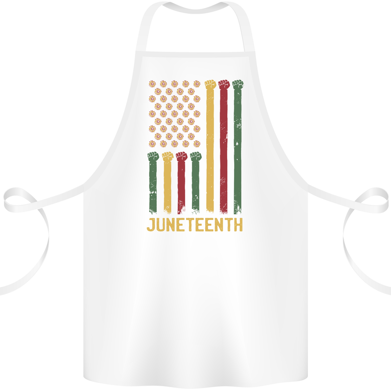 Juneteenth Black Lives Matter USA Flag Cotton Apron 100% Organic White