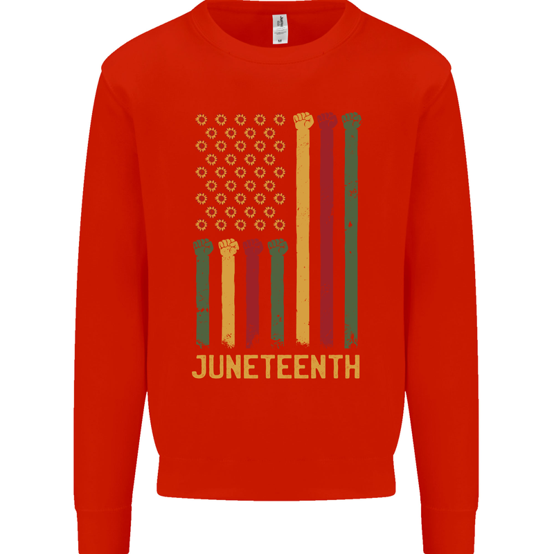 Juneteenth Black Lives Matter USA Flag Kids Sweatshirt Jumper Bright Red