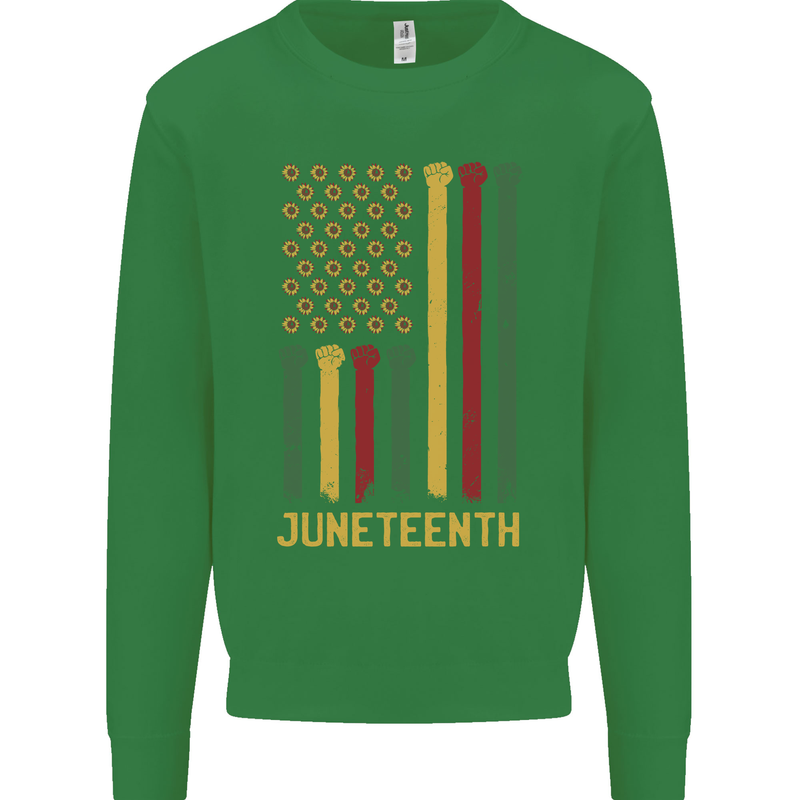 Juneteenth Black Lives Matter USA Flag Kids Sweatshirt Jumper Irish Green