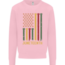 Juneteenth Black Lives Matter USA Flag Kids Sweatshirt Jumper Light Pink