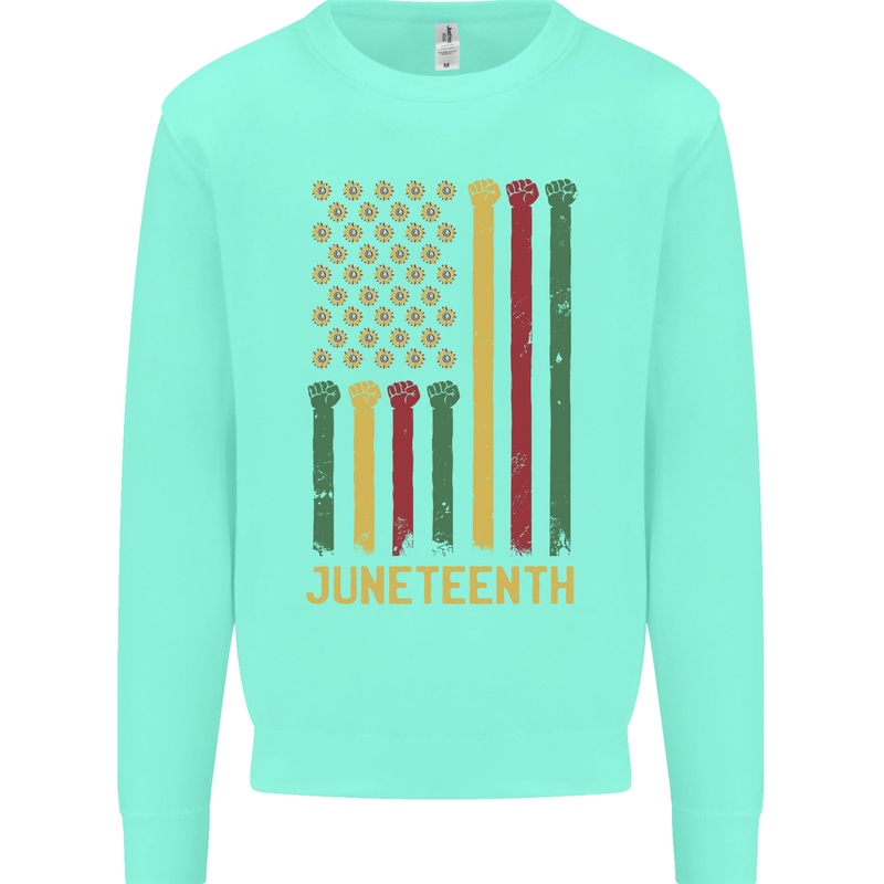 Juneteenth Black Lives Matter USA Flag Kids Sweatshirt Jumper Peppermint