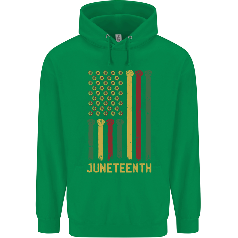 Juneteenth Black Lives Matter USA Flag Mens 80% Cotton Hoodie Irish Green